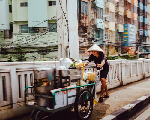 Pushcarts on sidewalks