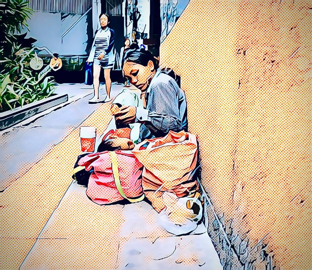 Thai homeless woman
